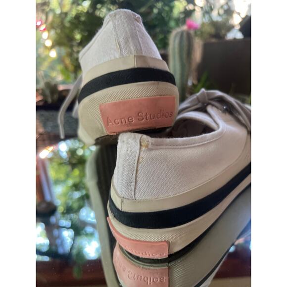 ACNE STUDIOS Blå Kanst Canvas Sneakers - Picture 4 of 9